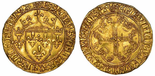 FRANCIA. CHARLES VII, 1422-1461. Ecu d'or con la corona. III tipo. Tours.