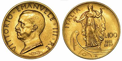 Regno D'italia. Vittorio Emanuele III di Savoia, 1900-1946. 100 Lire 1931/a. IX. Italia su Prora.