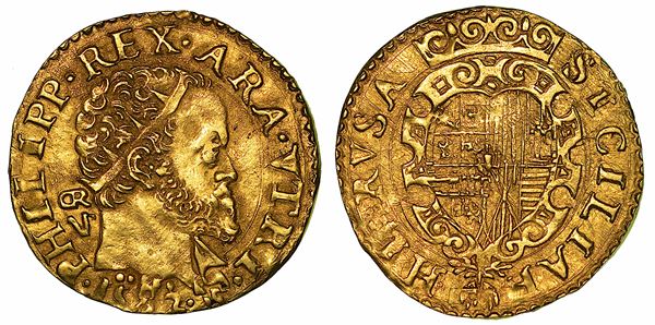 NAPOLI. FILIPPO II D'ASBURGO, 1556-1598. Scudo d'oro 1582.