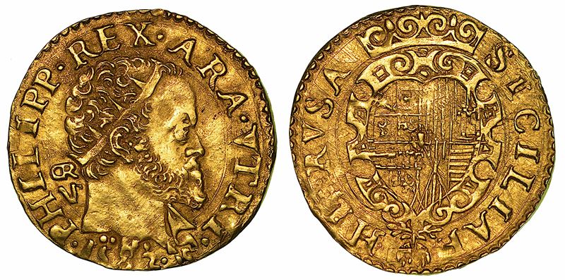 NAPOLI. FILIPPO II D'ASBURGO, 1556-1598. Scudo d'oro 1582.  - Asta Numismatica - I - Cambi Casa d'Aste
