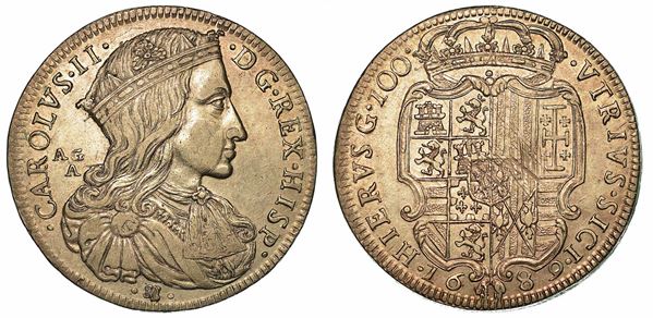 NAPOLI. CARLO II DI SPAGNA, 1665-1700. Ducato 1689.