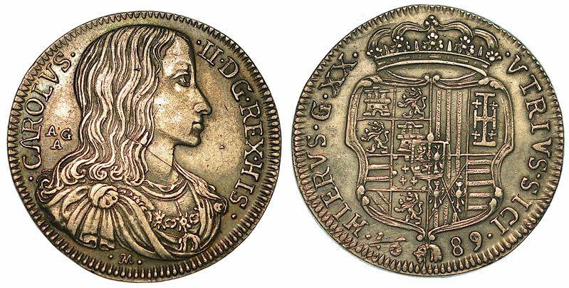 NAPOLI. CARLO II DI SPAGNA, 1665-1700. Tarì 1689.  - Asta Numismatica - I - Cambi Casa d'Aste