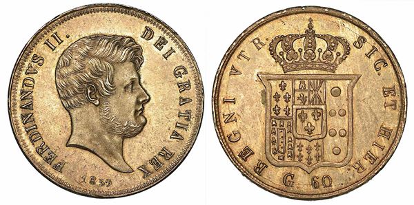 NAPOLI. FERDINANDO II DI BORBONE, 1830-1859. Mezza piastra da 60 grana 1859.