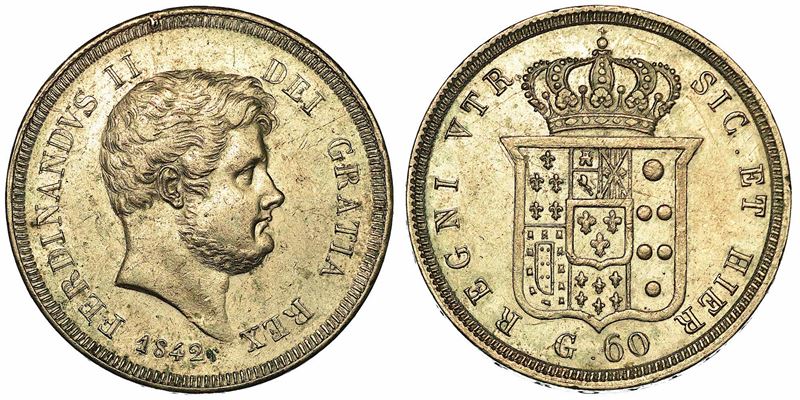NAPOLI. FERDINANDO II DI BORBONE, 1830-1859. Mezza piastra da 60 grana 1842.  - Asta Numismatica - I - Cambi Casa d'Aste