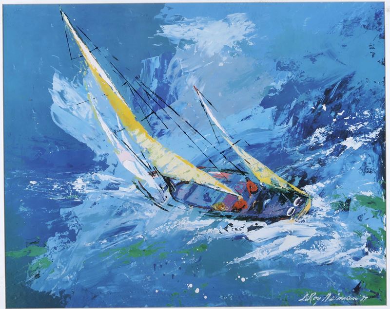 LeRoy Neiman : Barca a vela  (1977)  - stampa a colori - Asta Opere del XIX e XX secolo - Cambi Casa d'Aste