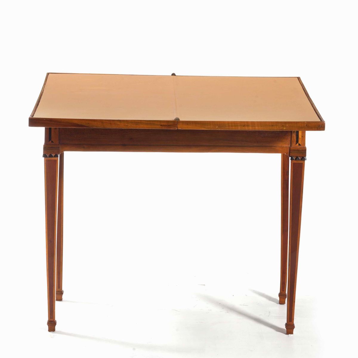 Tavolino da Gioco Luigi XVI in Legno Lastronato ed Intarsiato con Scacchiera. XVIII-XIX Secolo