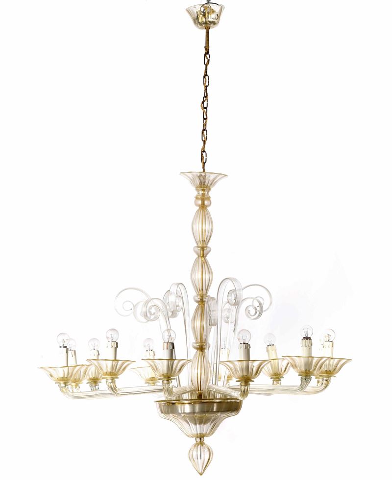 Lampadario in vetro di murano a 12 luci. XX secolo  - Auction Antique February - Cambi Casa d'Aste