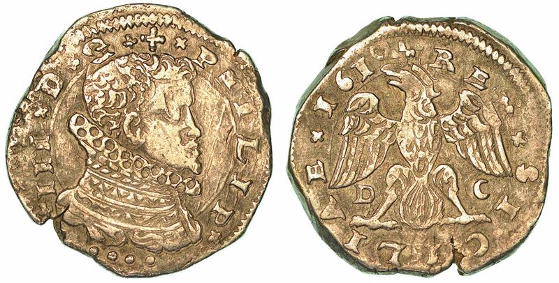 SICILIA. FILIPPO III D'ASBURGO, 1598-1621. 4 Tarì 1610. Messina.  - Asta Numismatica - I - Cambi Casa d'Aste