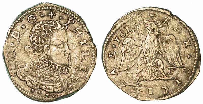 SICILIA. FILIPPO III D'ASBURGO, 1598-1621. 4 Tarì 1611. Messina.  - Asta Numismatica - I - Cambi Casa d'Aste