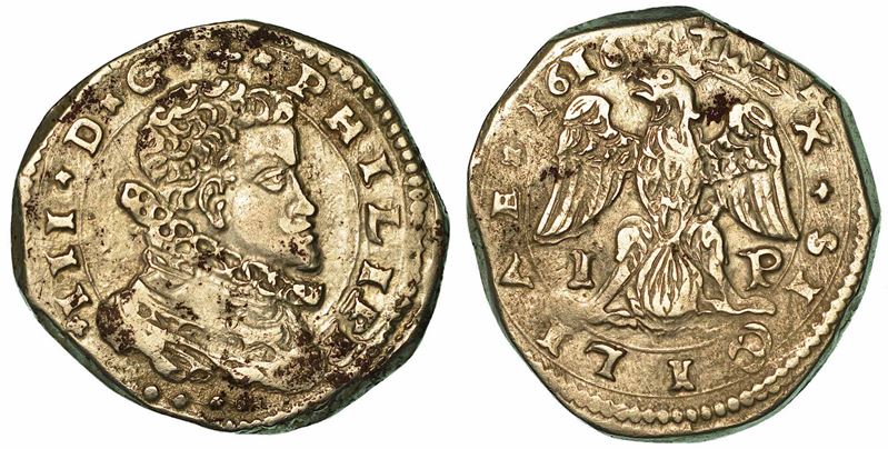 SICILIA. FILIPPO III D'ASBURGO, 1598-1621. 4 Tarì 1616. Messina.  - Asta Numismatica - I - Cambi Casa d'Aste