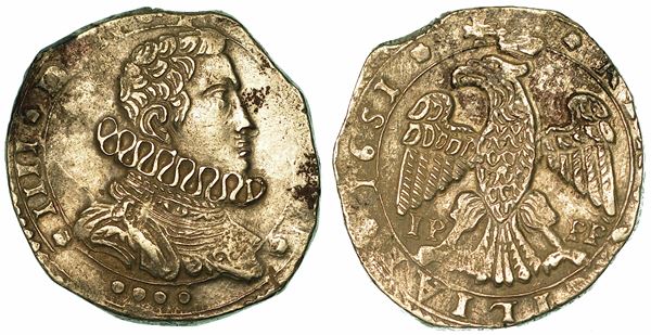SICILIA. FILIPPO IV D'ASBURGO, 1621-1665. 4 Tarì 1651. Messina.