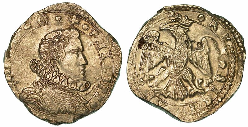 SICILIA. FILIPPO IV D'ASBURGO, 1621-1665. 4 Tarì (data non leggibile). Messina.  - Asta Numismatica - I - Cambi Casa d'Aste