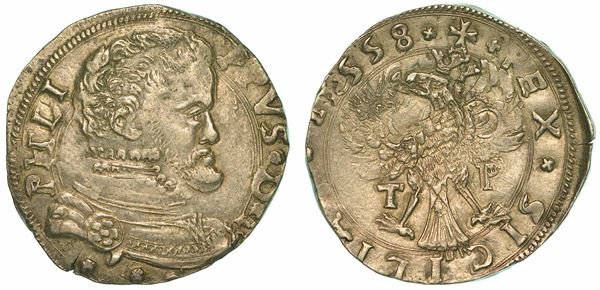 SICILIA. FILIPPO II D'ASBURGO, 1556-1598. 4 Tarì 1558. Messina.