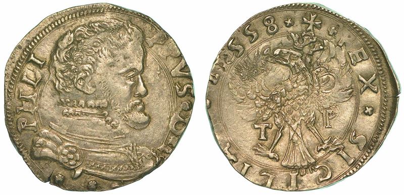 SICILIA. FILIPPO II D'ASBURGO, 1556-1598. 4 Tarì 1558. Messina.  - Asta Numismatica - I - Cambi Casa d'Aste