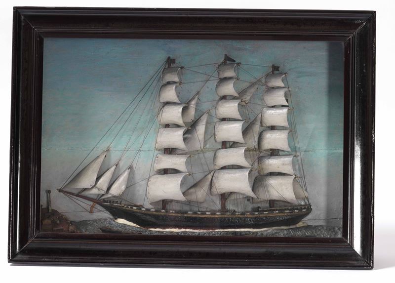 Diorama raffigurante veliero in navigazione, Italia XX secolo  - Auction Maritime Art - Cambi Casa d'Aste