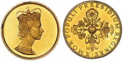 Germania. Elizabeth II, 1953-2022. Medaglia D'oro del Peso di Due Ducati. per Commemorare la Visi...