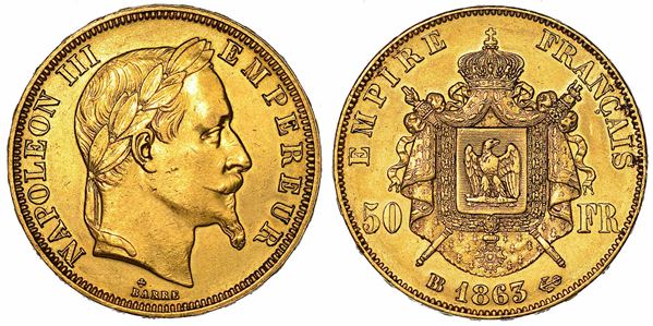 FRANCIA. NAPOLEON III, 1852-1870. 50 Francs 1863. Strasburgo.