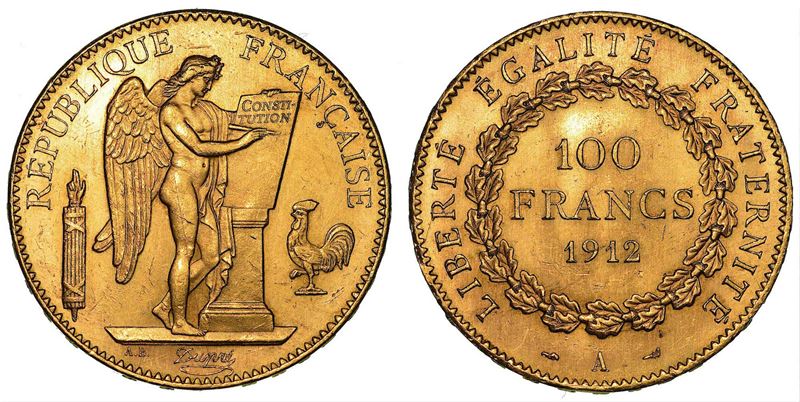FRANCIA. TROISIEME REPUBLIQUE, 1871-1940. 100 Francs 1912. Parigi.  - Asta Numismatica - I - Cambi Casa d'Aste