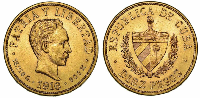 CUBA. FIRST REPUBLIC, 1902-1962. 10 Pesos 1916.  - Asta Numismatica - I - Cambi Casa d'Aste