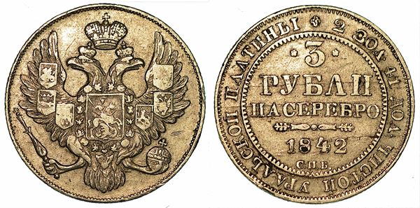 RUSSIA. NICHOLAS I, 1825-1855. 3 Rubli 1842.