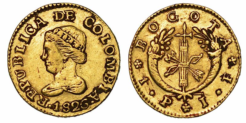COLOMBIA. REPUBLICA, dal 1821. Peso 1826. Bogotà.  - Asta Numismatica - I - Cambi Casa d'Aste
