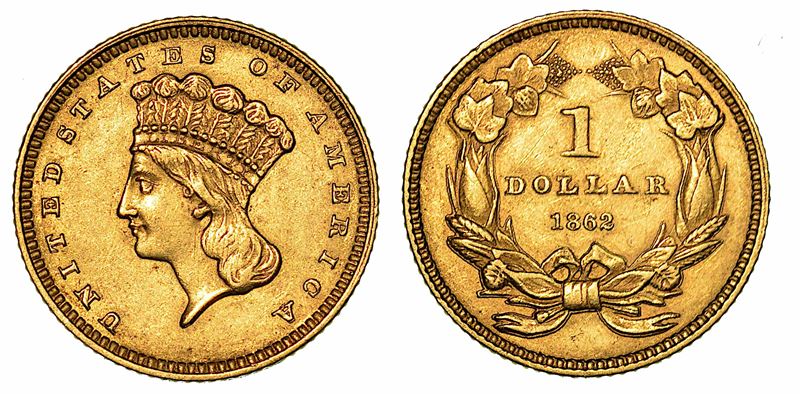 USA. REPUBLIC. Dollar "Indian Princess" 1862. Philadelphia.  - Auction Numismatics - I - Cambi Casa d'Aste