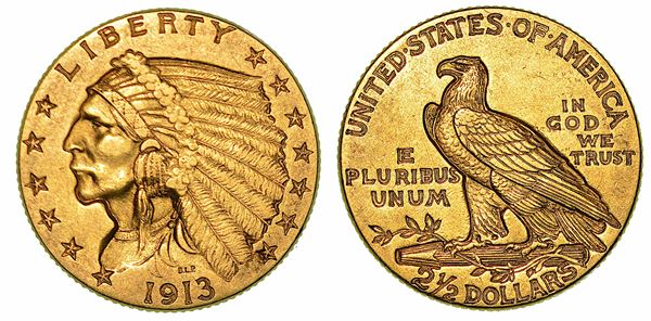 USA. REPUBLIC. 2,5 Dollars "Indian Head" 1913.