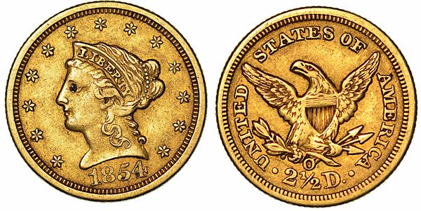 USA. REPUBLIC. 2,5 Dollars "Liberty" 1854. New Orleans.