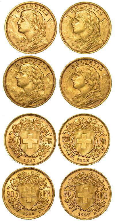 Svizzera. Lotto di Quattro Monete.