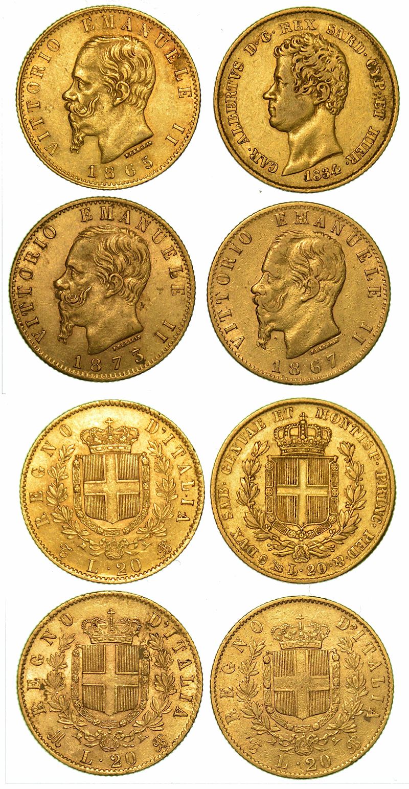 REGNO DI SARDEGNA E REGNO D'ITALIA. Lotto di quattro monete.  - Auction Numismatics - I - Cambi Casa d'Aste