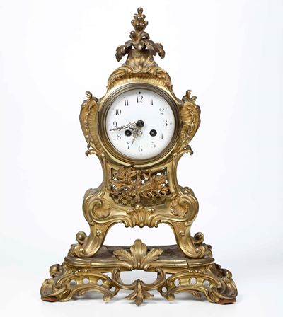 Pendola da Tavolo in Bronzo Dorato. Francia XIX Secolo