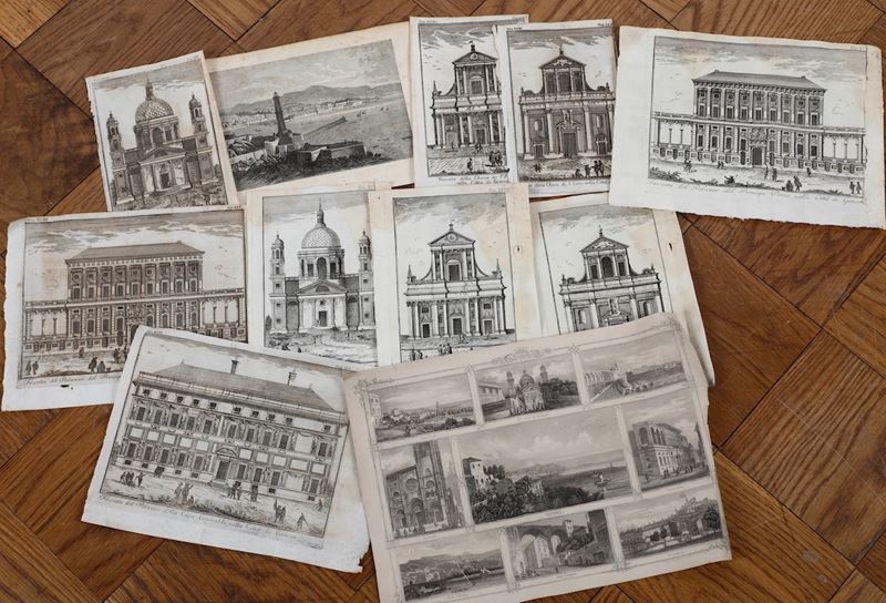 Genova, vedute, sec. XVIII-XIX 12 piccole vedute di Genova  - Asta Stampe, Vedute e Carte Geografiche - Cambi Casa d'Aste