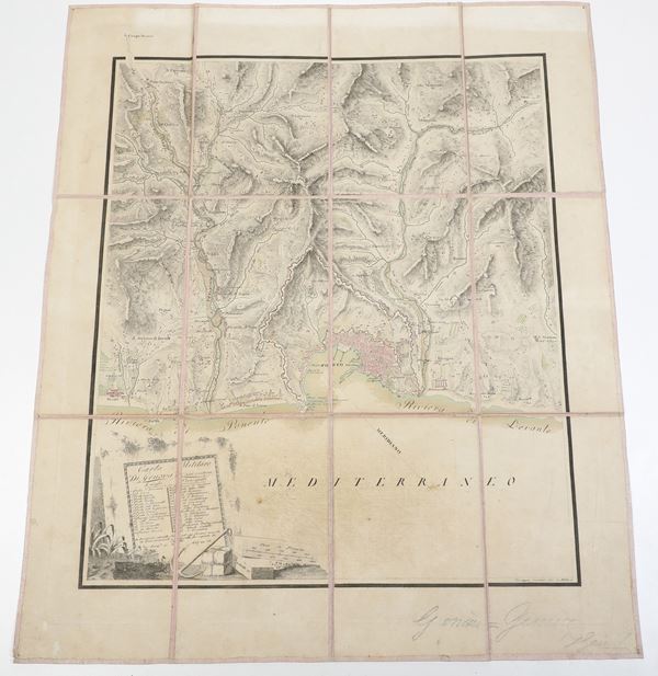 Giuseppe Pinchetti / Giuseppe Canani Carta militare di Genova e suoi contorni e luoghi principali, 1830 circa. 