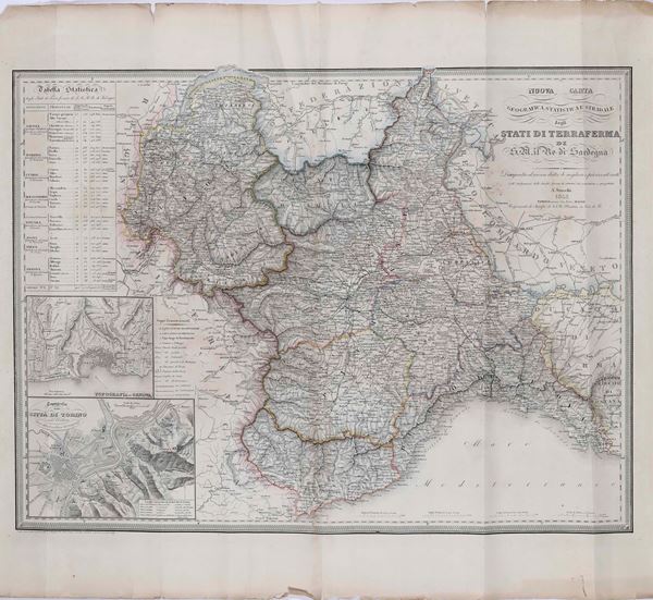 Carta geografica e stradale degli stati del re di Sardegna, 1853