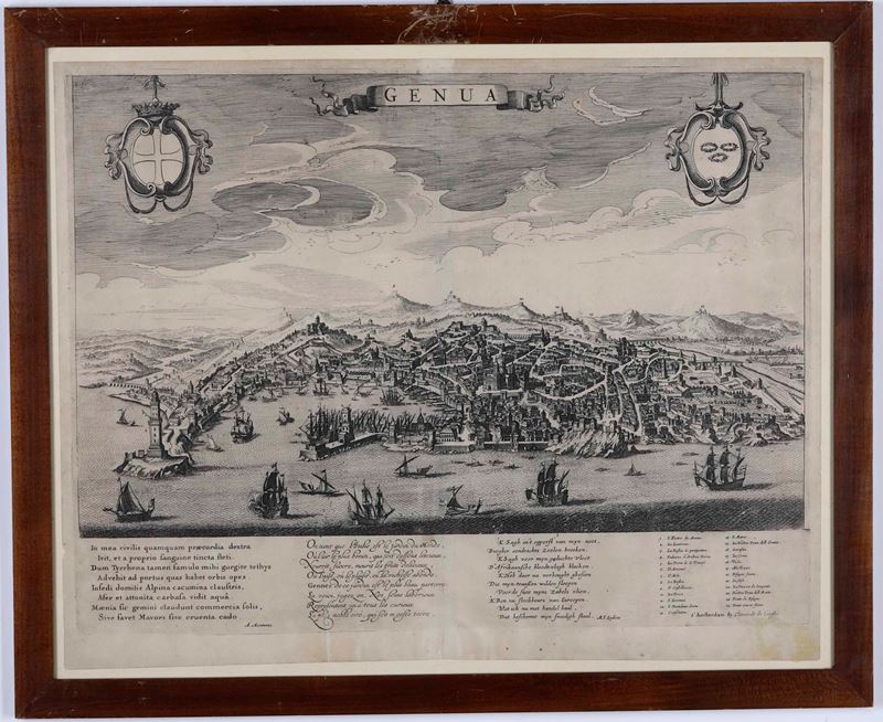 Veduta della città di Genua, sec. XVII  - Asta Libri antichi e rari, Stampe, Vedute e Mappe - Cambi Casa d'Aste