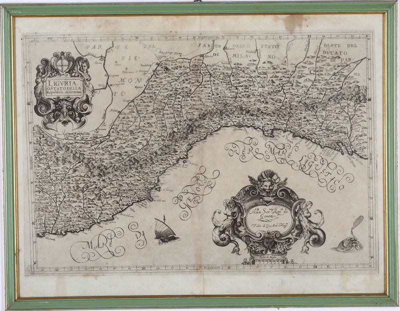 Magini Antonio Liguria o stato della republica di Genova, Bologna, 1620  - Asta Stampe, Vedute e Carte Geografiche - Cambi Casa d'Aste
