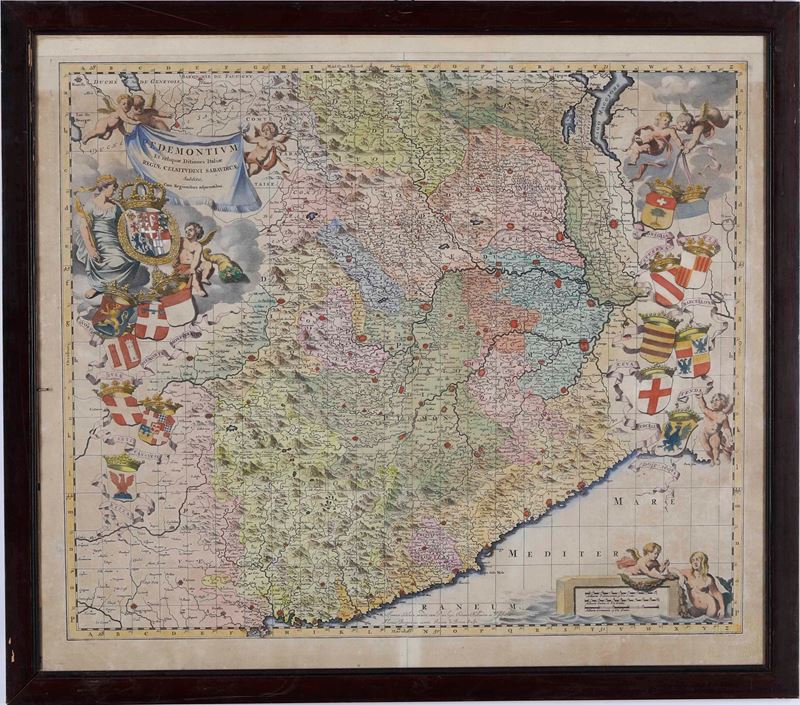 Blaeu, Willem Janszoon : Carta topografica del Piemonte, XVIII sec.  - Auction Antique and rare books, Prints, Views and Maps - Cambi Casa d'Aste