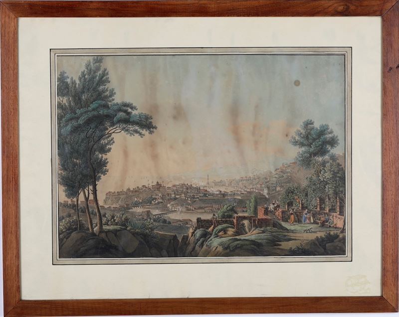 Veduta di Genova da Albaro, XIX secolo?  - Asta Stampe, Vedute e Carte Geografiche - Cambi Casa d'Aste