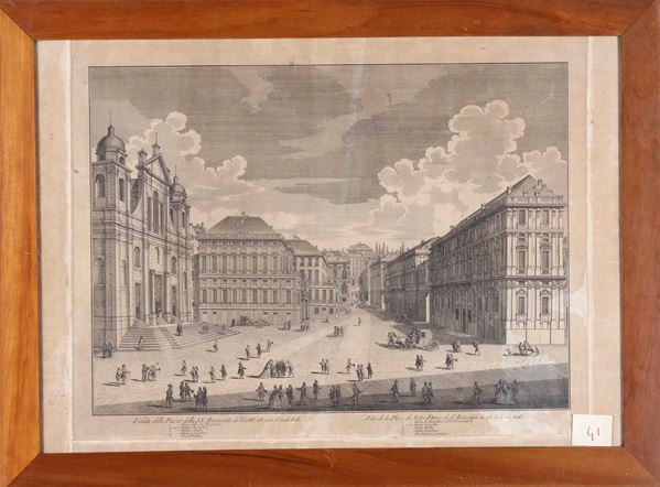 Genova - Veduta Veduta della piazza della S.S Annunziata dal vastato dalla parte di strada Balbi, fine XVIII secolo