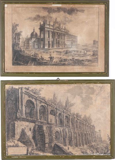Piranesi Giovanni Battista Avanzi della Villa di Mecenate a Tivoli... Veduta della Basilica di Sa...