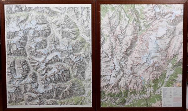 Savoia - Carte topografiche moderne Due grandi cartine riguardanti la zona montana dell'alta Savoia...Francia II metà sec. XX