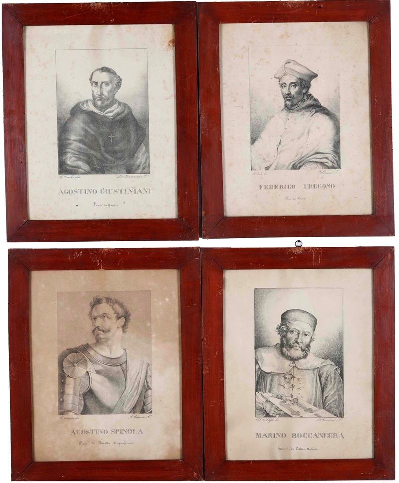 Liguri illustri Quattro ritratti di liguri illustri  - Asta Stampe Antiche e Moderne - Cambi Casa d'Aste