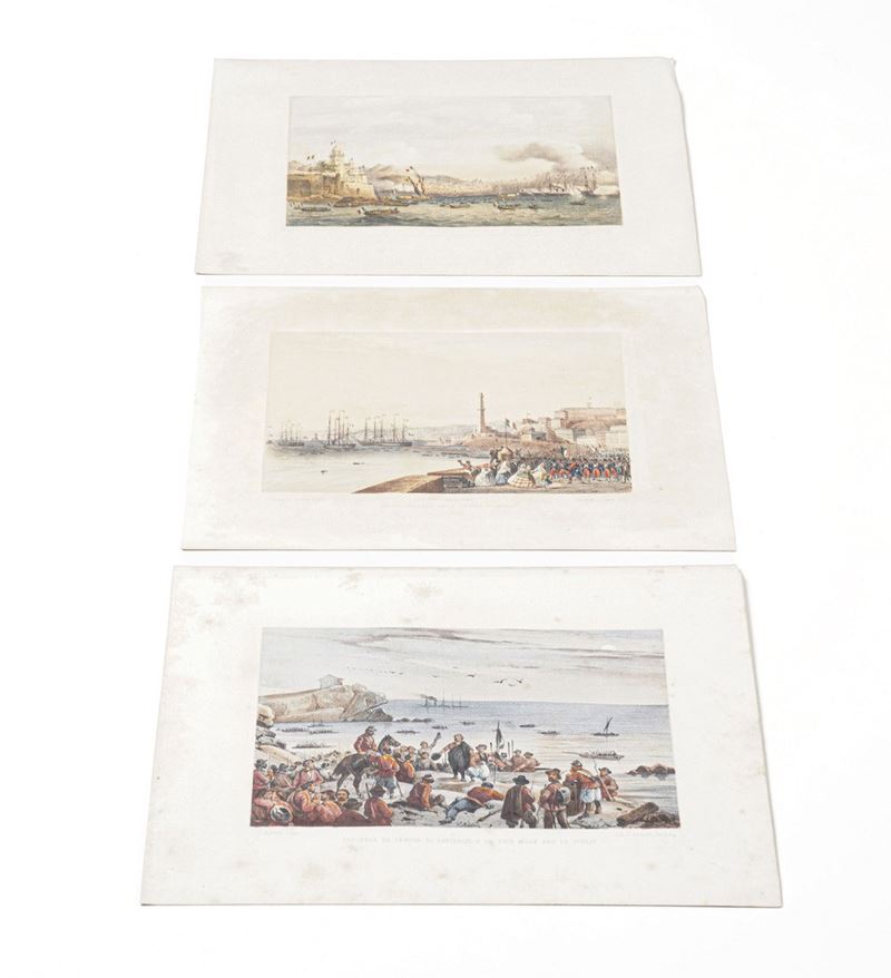 Tre vedute Genova a colori  - Auction Prints, Views and Maps - Cambi Casa d'Aste