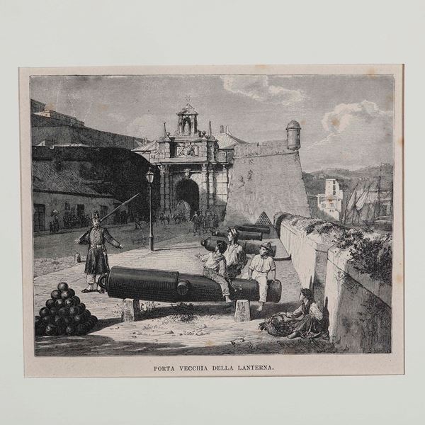 Genova-vedute Veduta di Genova e veduta di porta vecchia della lanterna... Londra sec. XIX