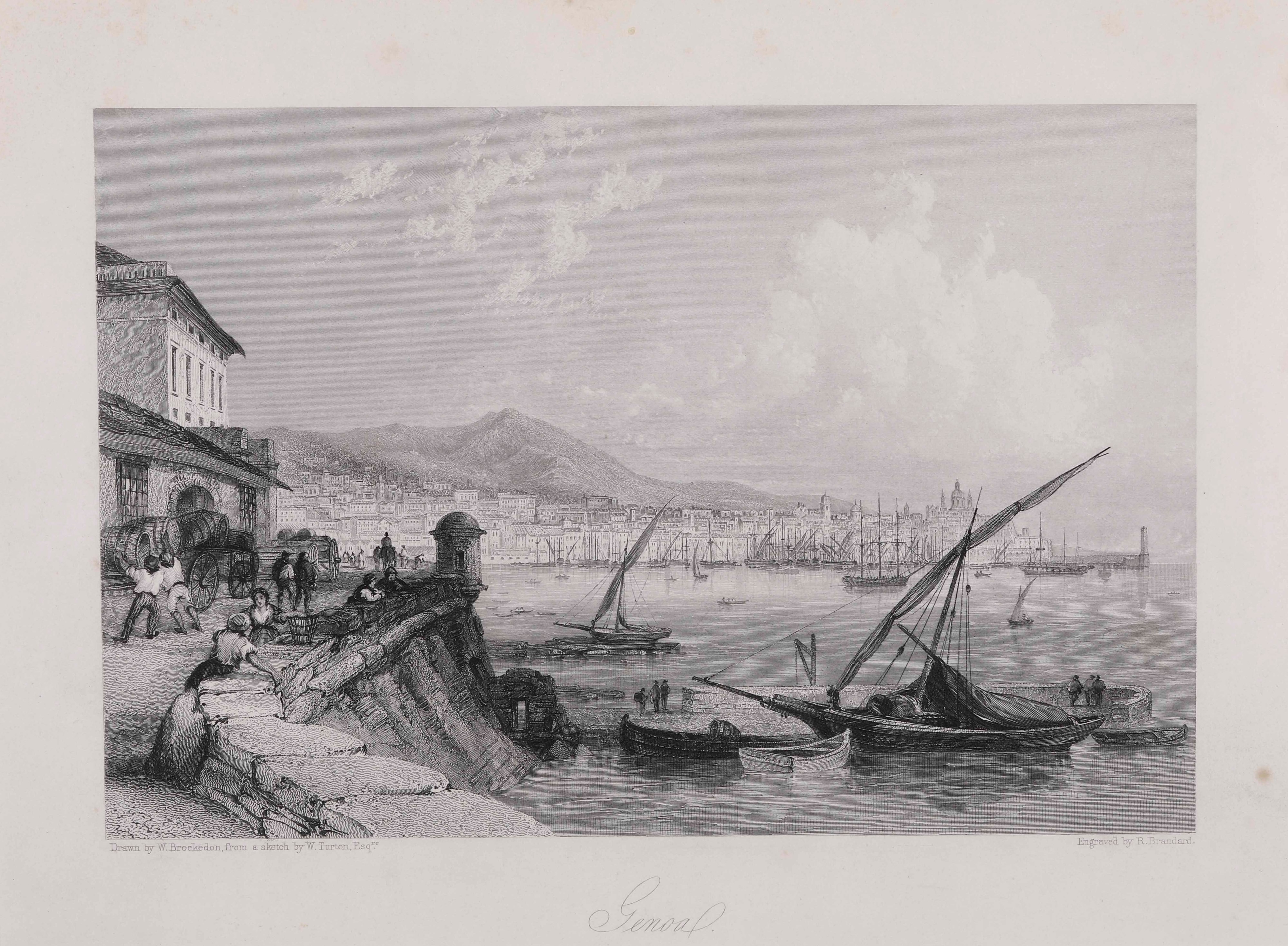 R. Brandard, Veduta di Genova, incisione in acciaio e litografia