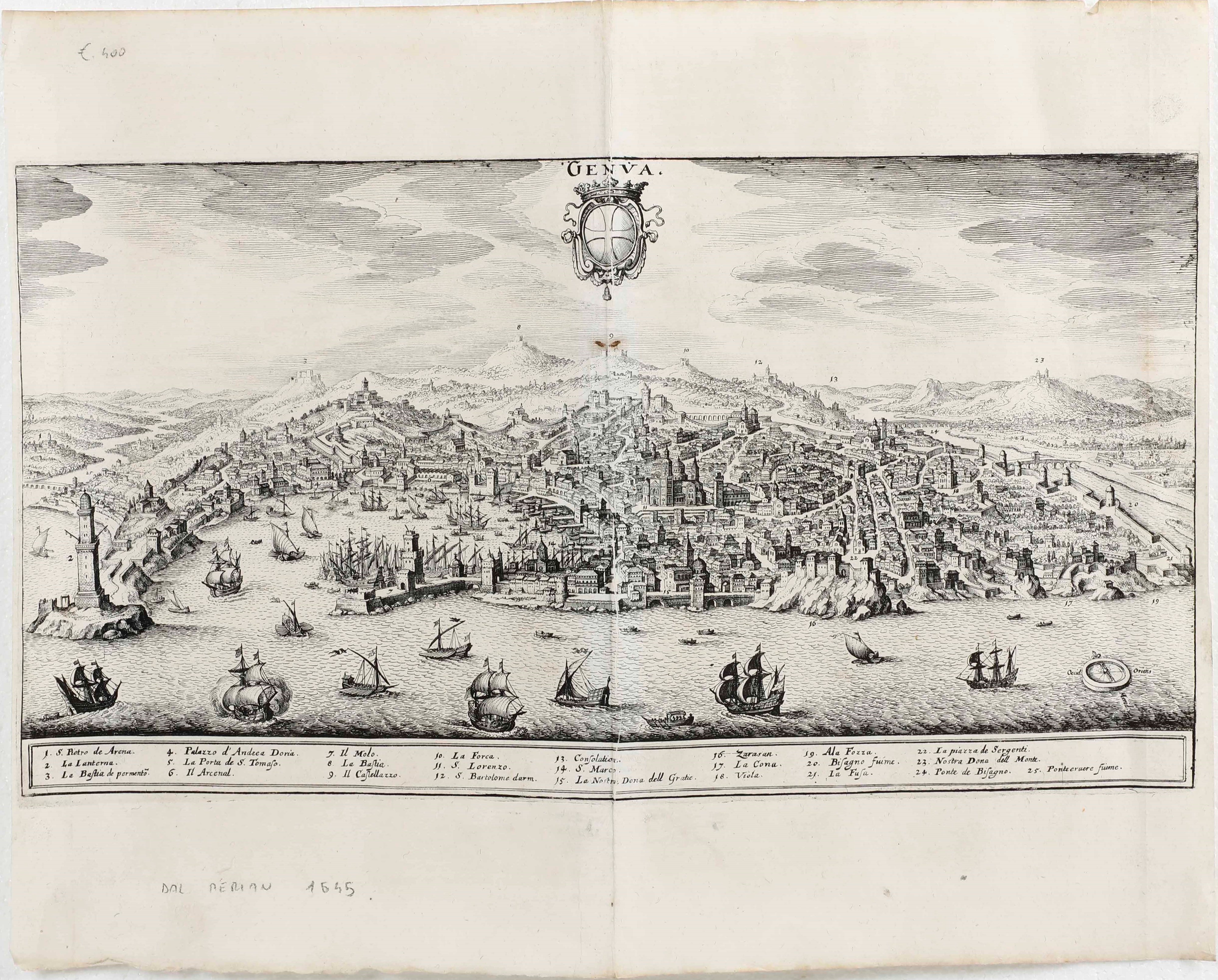 Genova - Topografia 4 Carte Topografiche e una Veduta