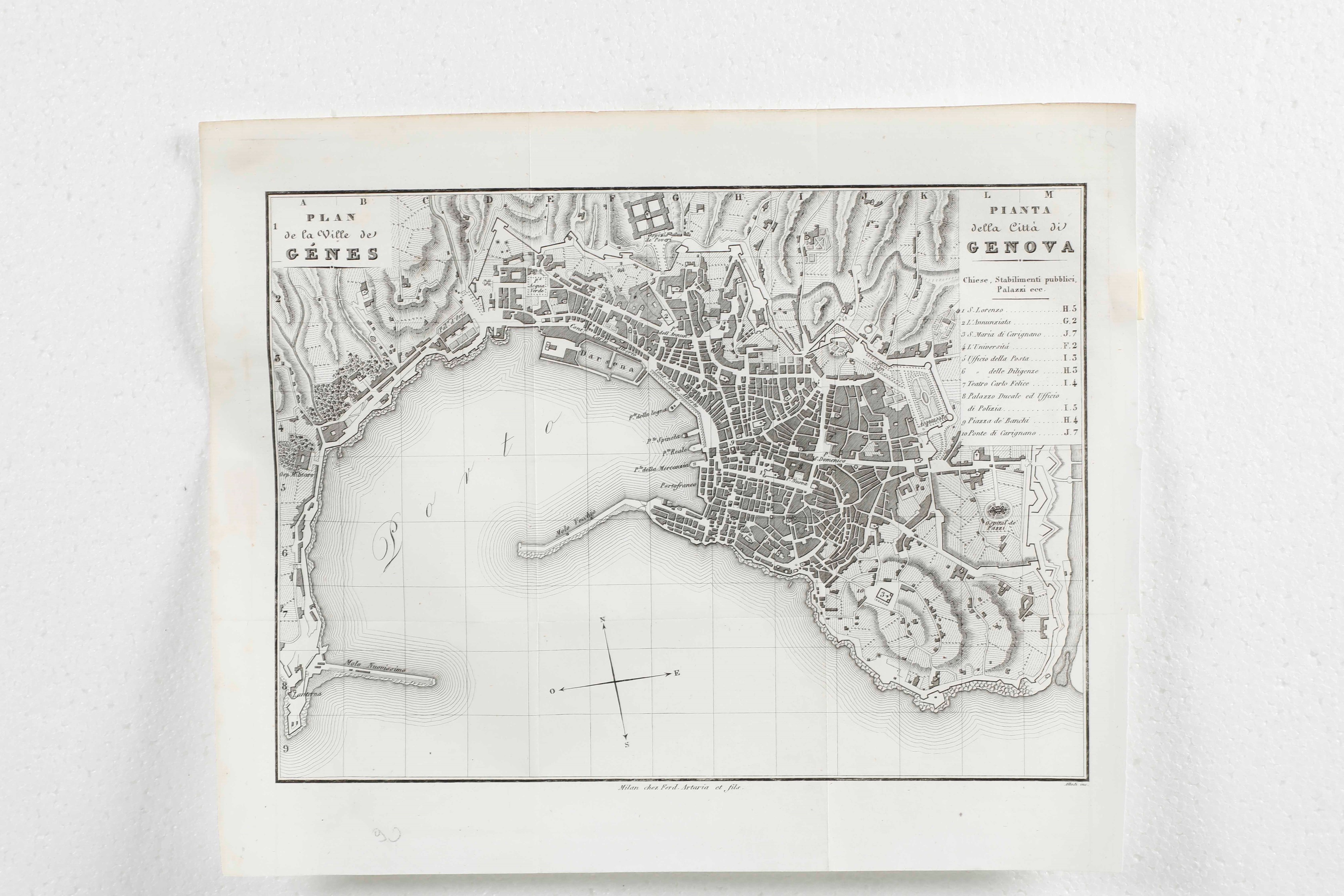 Genova - Topografia 4 Carte Topografiche e una Veduta