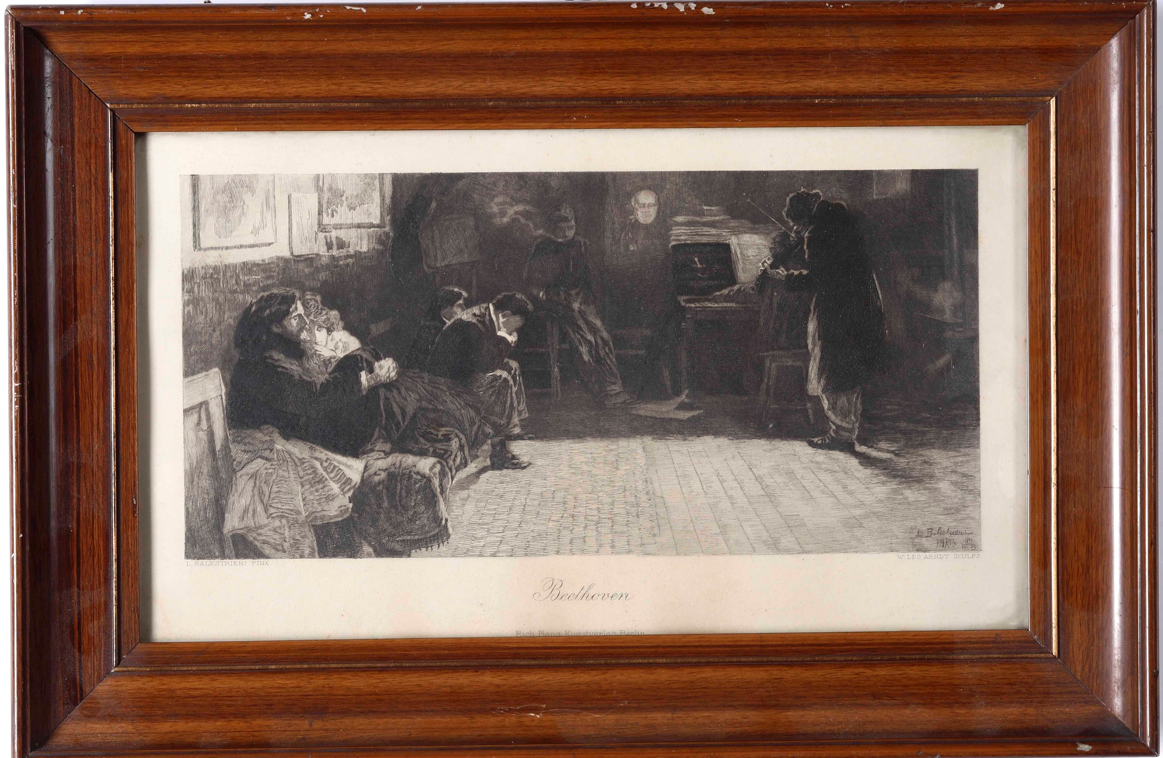 Giuseppe Mazzini, Coppia di genovesi, Gibilterra, Beethoven - Lotto composito di quattro stampe d...