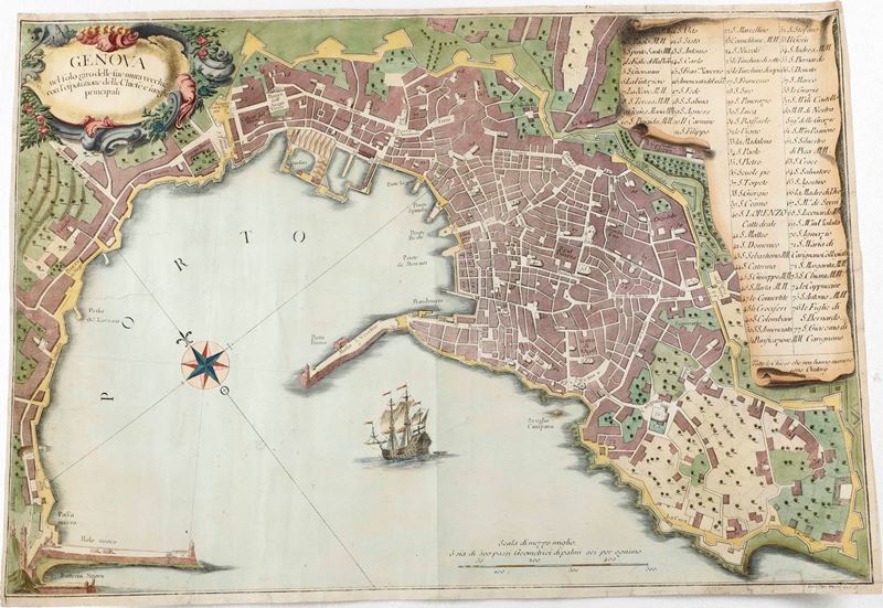 Genova - topografia Carta topografica del porto di Genova, secolo XVII  - Auction Antique and rare books, Prints, Views and Maps - Cambi Casa d'Aste