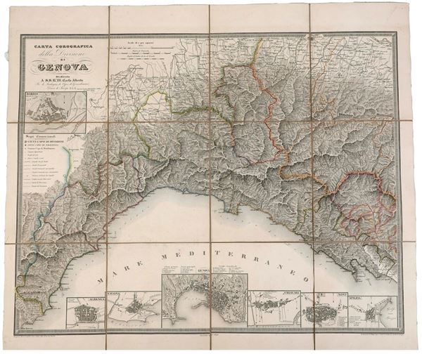 Maggi, Giovanni Battista (1850-1885) Carta corografica di Genova dedicata a S.S.R.M. Carlo Alberto... Torino, 1840